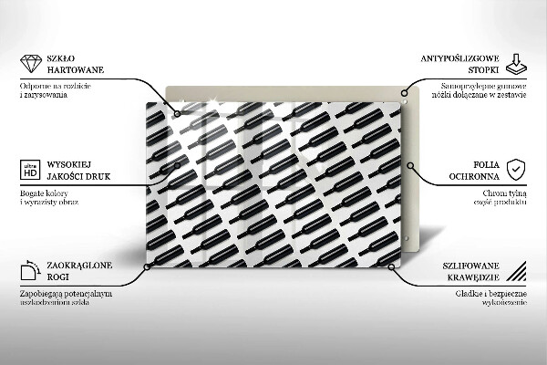 Tagliere in vetro Bottiglie di vino nere