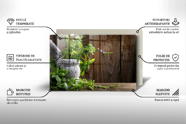 Tagliere in vetro Erbe verdi