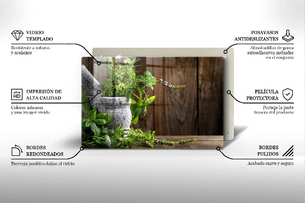 Tagliere in vetro Erbe verdi