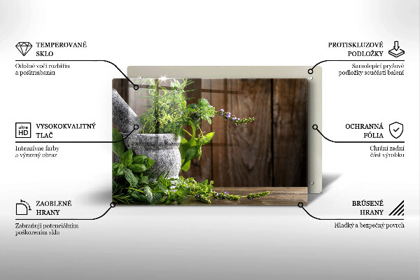 Tagliere in vetro Erbe verdi