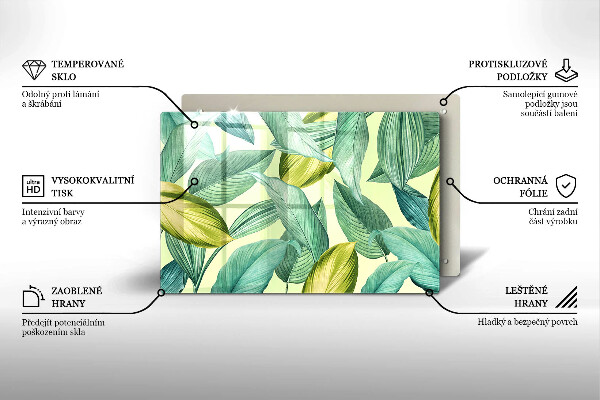 Tagliere in vetro Foglie tropicali verdi