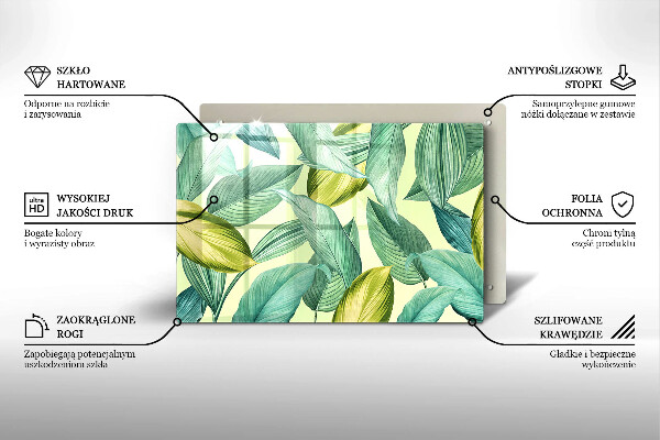 Tagliere in vetro Foglie tropicali verdi