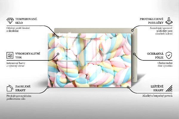 Tagliere in vetro Marshmallow colorati