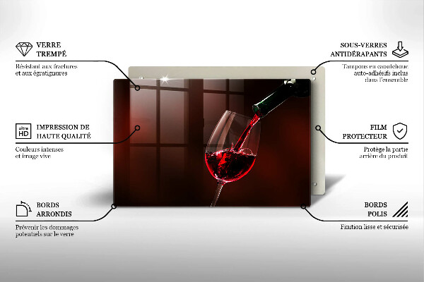 Tagliere in vetro Un bicchiere di vino