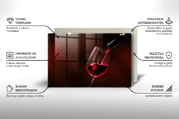 Tagliere in vetro Un bicchiere di vino
