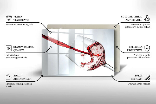 Tagliere in vetro Vino rosso