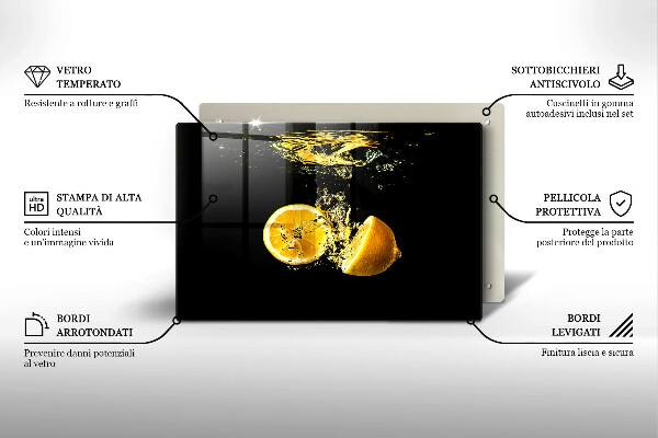 Tagliere in vetro temperato Succoso frutto di limone