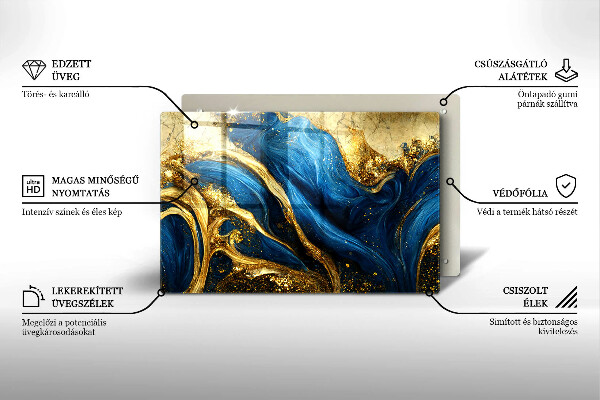 Tagliere in vetro Marmo blu e oro