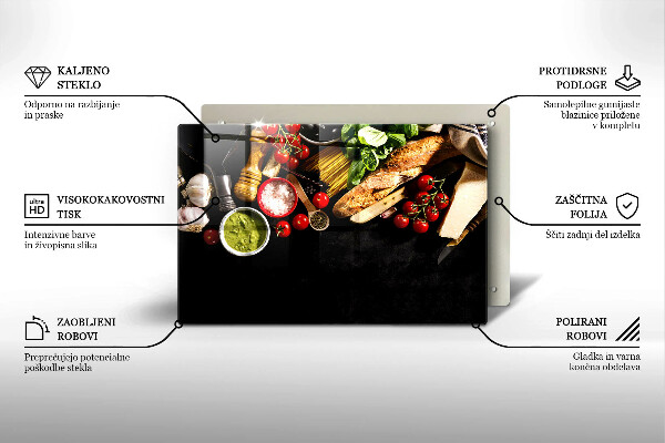 Tagliere in vetro Ingredienti e spezie italiani