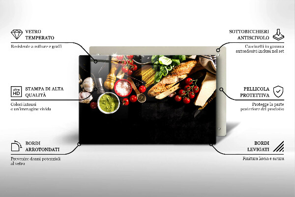 Tagliere in vetro Ingredienti e spezie italiani