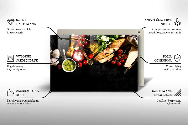 Tagliere in vetro Ingredienti e spezie italiani