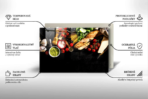 Tagliere in vetro Ingredienti e spezie italiani