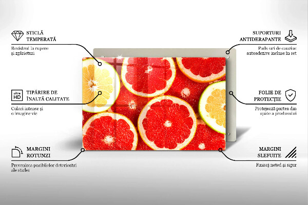 Tagliere in vetro Fette di pompelmo