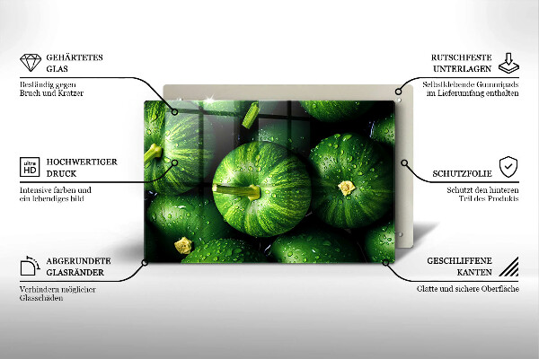 Tagliere in vetro Zucche verdi