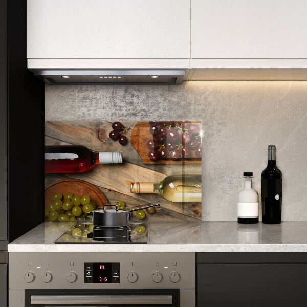 Tagliere in vetro Bottiglie di vino e uva