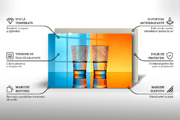 Tagliere in vetro Due bicchieri d'acqua