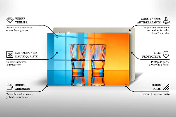 Tagliere in vetro Due bicchieri d'acqua