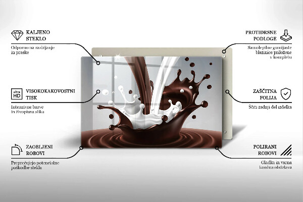 Tagliere in vetro Latte e cioccolato