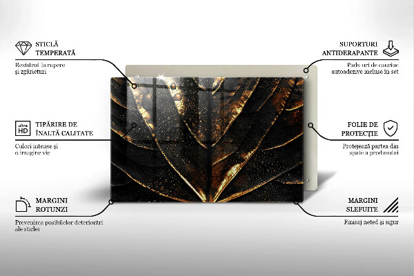 Tagliere in vetro Foglia d'oro