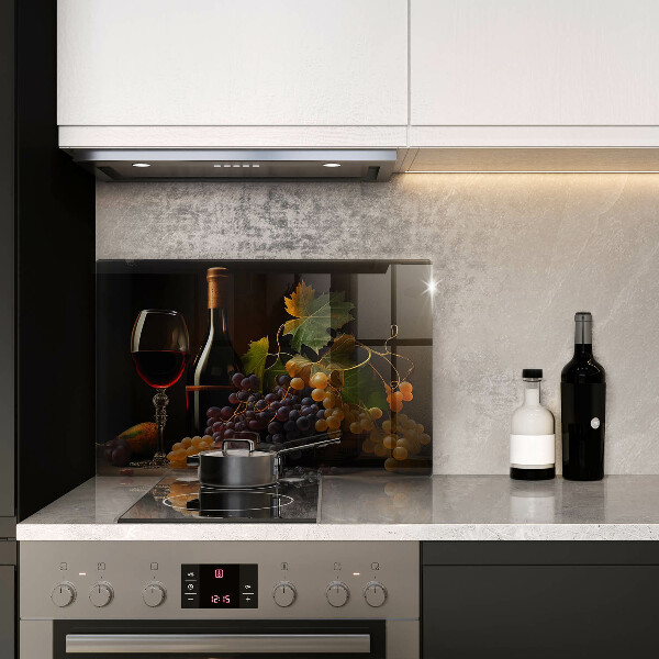 Tagliere in vetro Bicchiere di vino e uva