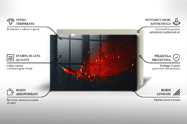 Tagliere in vetro temperato Peperoncino