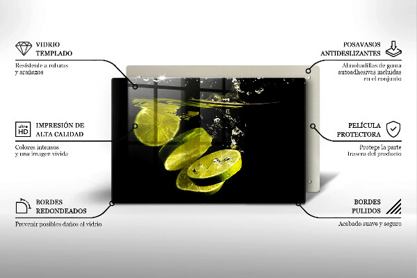 Tagliere in vetro Limette in acqua