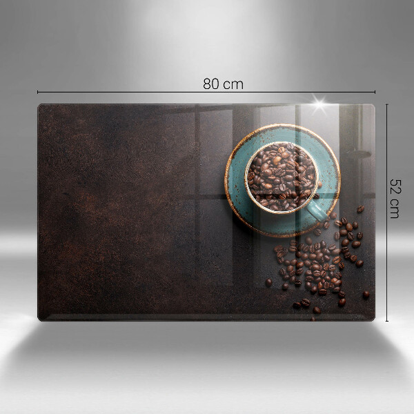 Tagliere in vetro Una tazza di chicchi di caffè