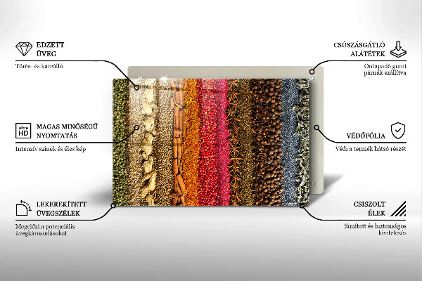 Tagliere in vetro Spezie colorate