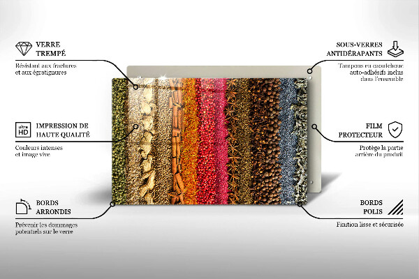 Tagliere in vetro Spezie colorate