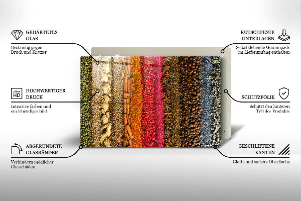 Tagliere in vetro Spezie colorate