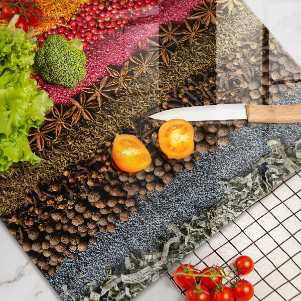 Tagliere in vetro Spezie colorate