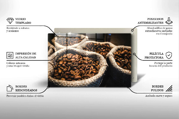 Tagliere in vetro Sacchetti di caffè in grani