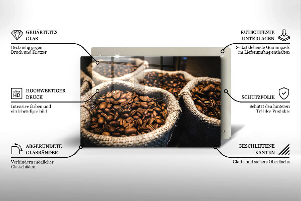 Tagliere in vetro Sacchetti di caffè in grani