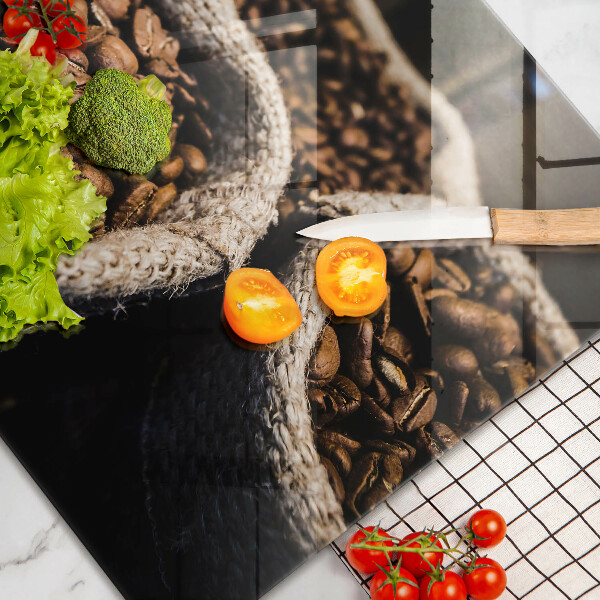 Tagliere in vetro Sacchetti di caffè in grani