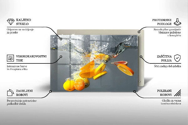 Tagliere in vetro Limoni in acqua