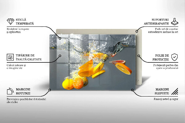 Tagliere in vetro Limoni in acqua