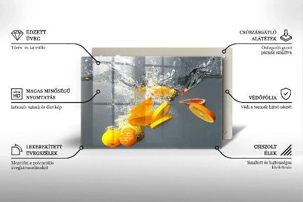 Tagliere in vetro Limoni in acqua