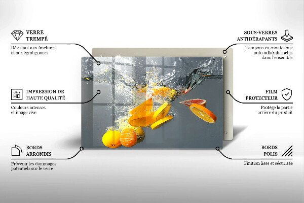 Tagliere in vetro Limoni in acqua