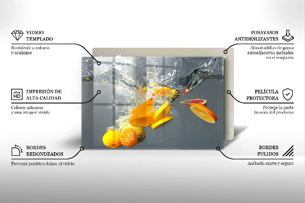 Tagliere in vetro Limoni in acqua