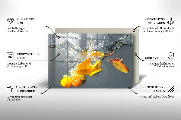 Tagliere in vetro Limoni in acqua
