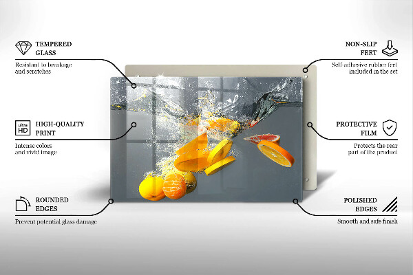 Tagliere in vetro Limoni in acqua