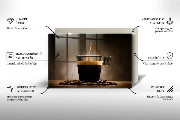 Tagliere in vetro Vetro e chicchi di caffè