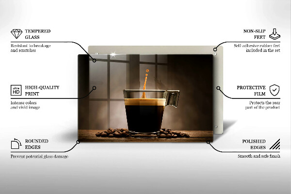 Tagliere in vetro Vetro e chicchi di caffè