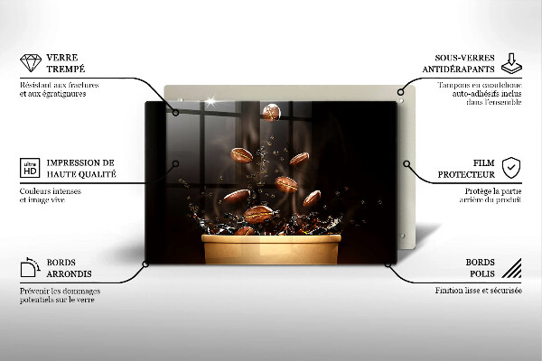 Tagliere in vetro Chicchi di caffè caldi