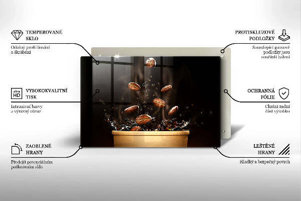 Tagliere in vetro Chicchi di caffè caldi