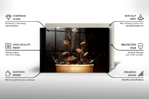 Tagliere in vetro Chicchi di caffè caldi