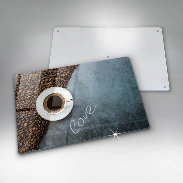 Tagliere in vetro Chicchi e tazza di caffè