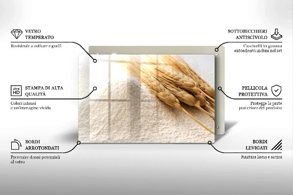 Tagliere in vetro Farina e spighe di grano