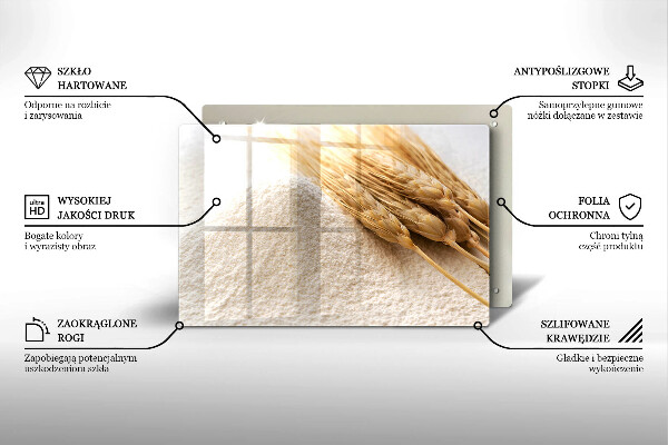 Tagliere in vetro Farina e spighe di grano
