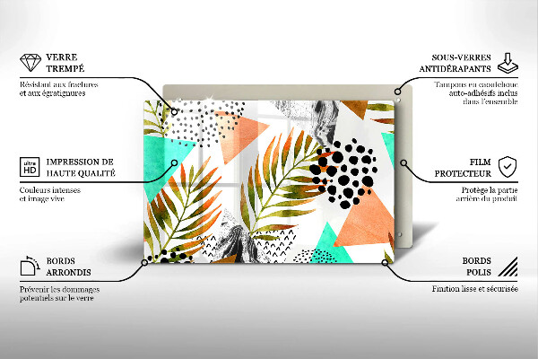 Tagliere in vetro Modello di foglie Boho